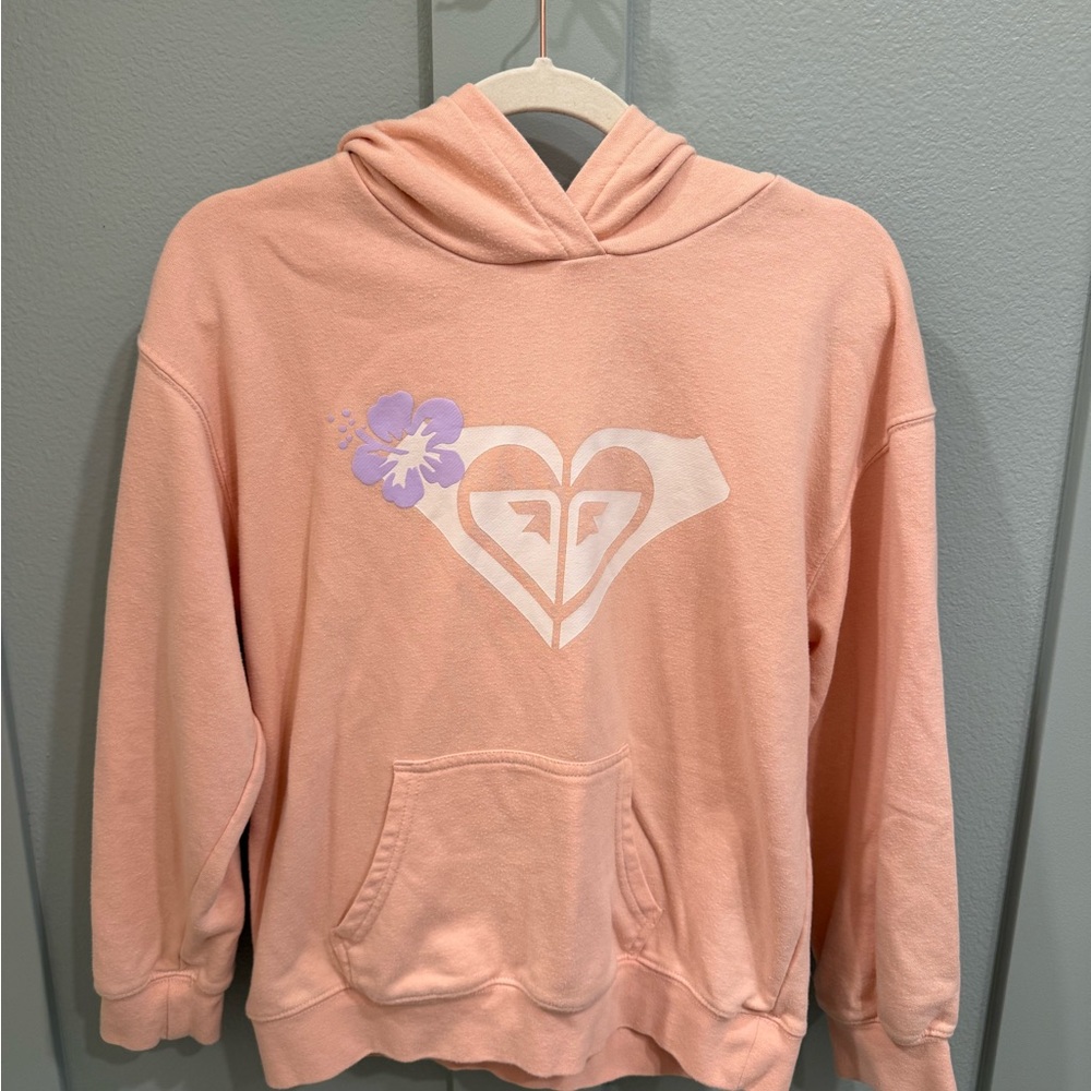 Roxy Pink Pullover Hoodie Kids with Heart Logo